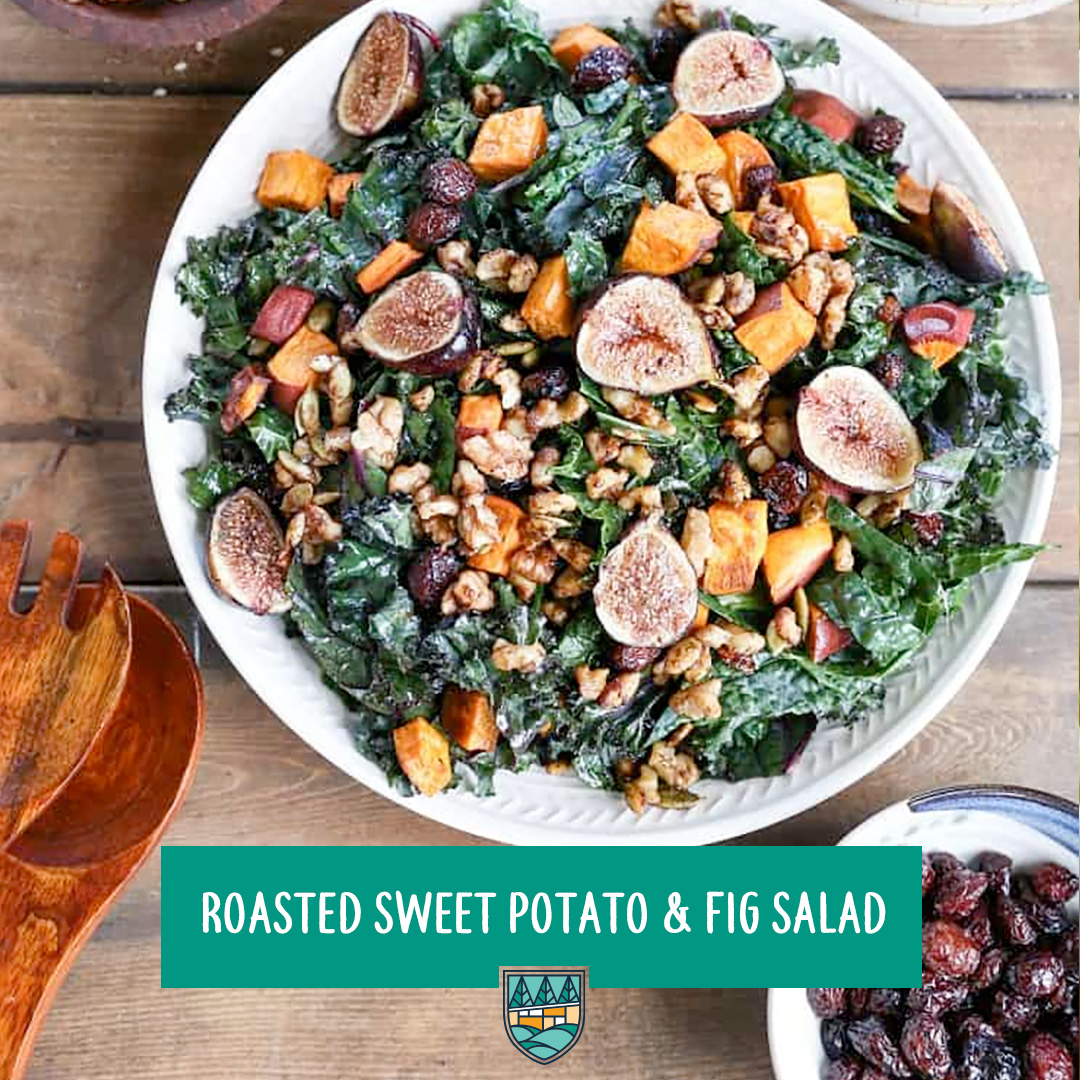 Roasted Sweet Potato & Fig Kale Salad